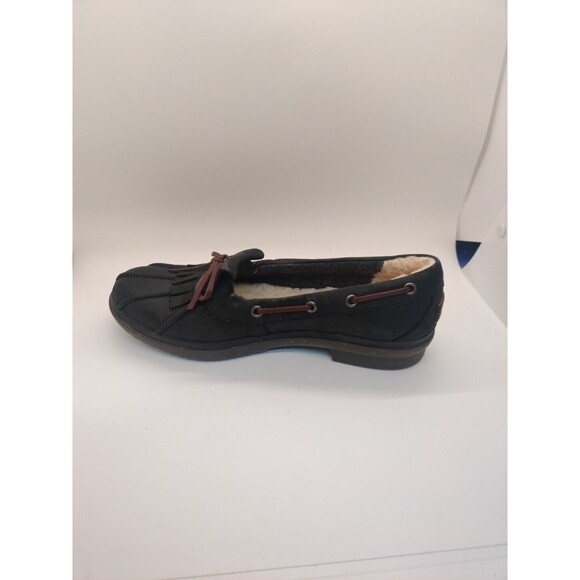 Ugg Australia Womens Sz 7.5 Haylie Oiled Leather Fringe Slipon Duck Shoe Leather - Picture 13 of 14